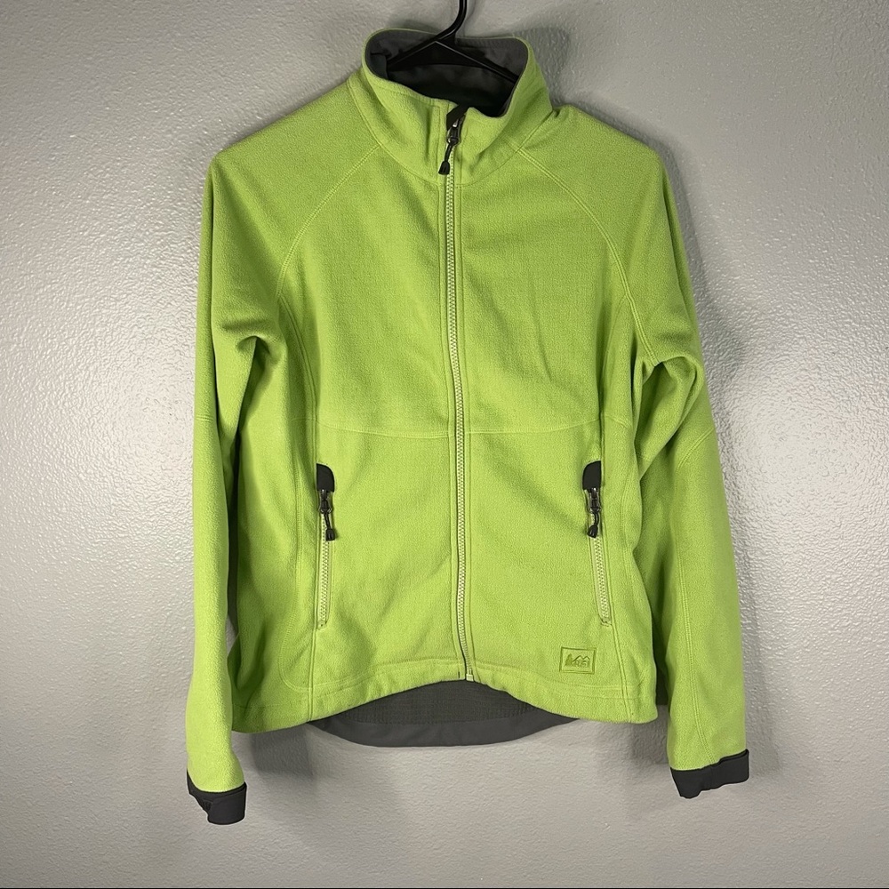 REI Full Zip Up Long Sleeve Fleece Jacket Coat Green Women’s XS